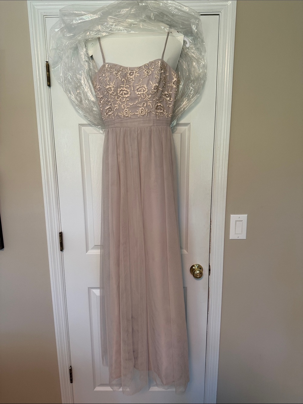 Alfred Angelo Blush Lace Appliqué Tulle Maxi Dress